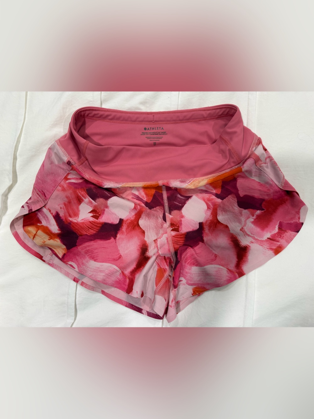 Athleta Pink Multi-Brushstroke Athletic Shorts